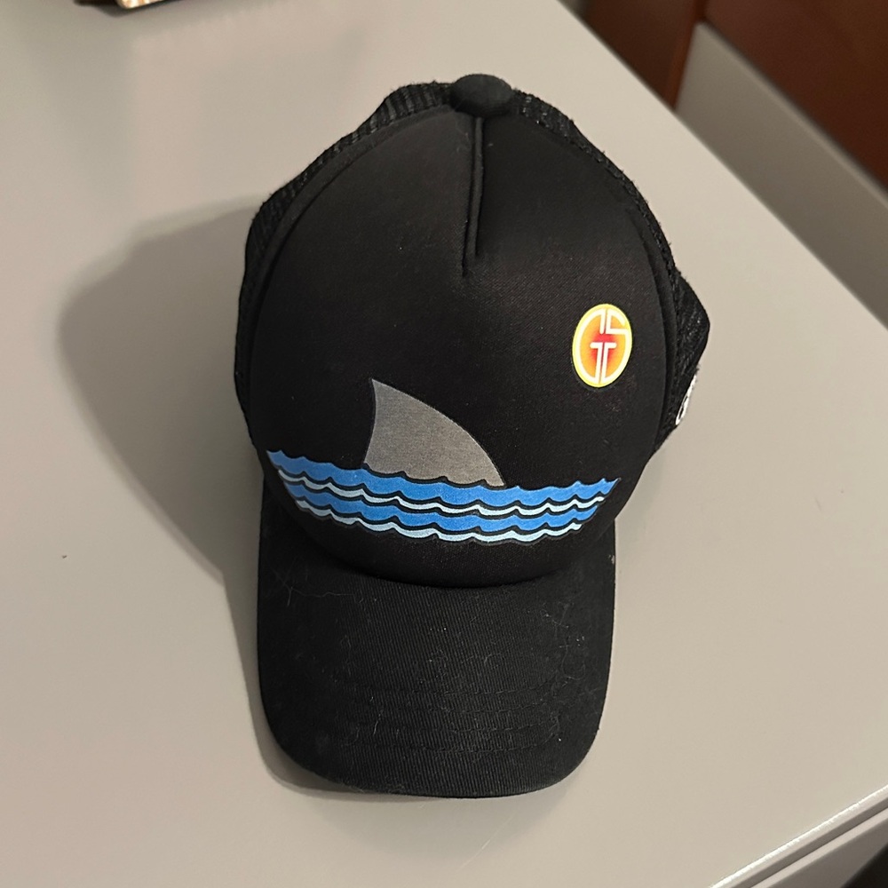 Infant- Black Trucker Hat with Shark Fin Design